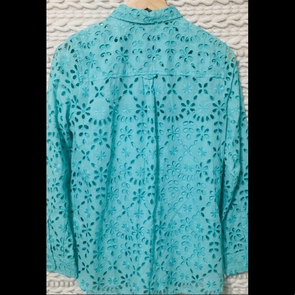 EUC J. Crew Eyelet Button Down Blouse - Picture 2 of 2